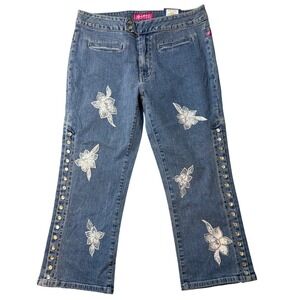 VTG Paco Jeans Womens Size 11 Light Stone Sandblast Embroidered Cropped Jeans